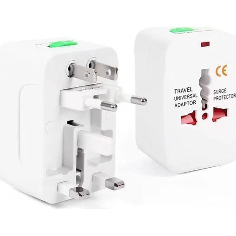 Tinor – Universeller 4-fach-Reiseadapter (UK/US/AU/EU) – 110–240 V Spannung – Lädt bis zu 5 Geräte gleichzeitig – Kompatibel mit 200 Ländern (1/4)