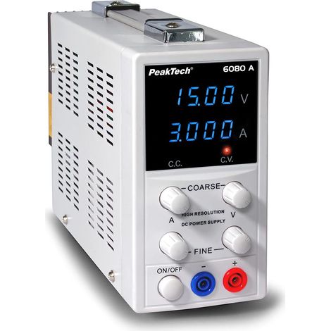 PeakTech P 6080 A - Alimentatore di rete da laboratorio 0-15 V/0-3 A, ad alta risoluzione (1/5)
