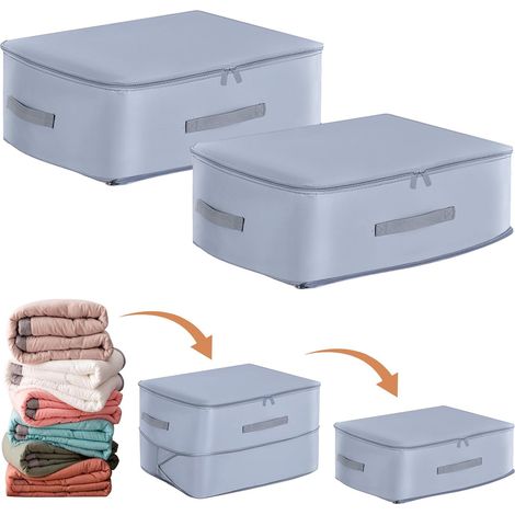 Lot de 2 Sacs de rangement, Compression automatique, Nylon résistant, Pour couettes et vêtements, Gris (1/5)
