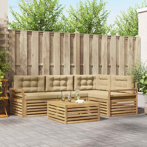 vidaXL Set di divani da esterno 5 pz Bianco e Beige Poliestere (1/5)