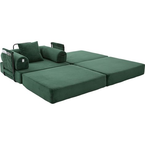 Poltrona modulare velluto a coste compresso, metallo, poggiapiedi, cuscino 112x190x67 cm HOMVRA (1/5)