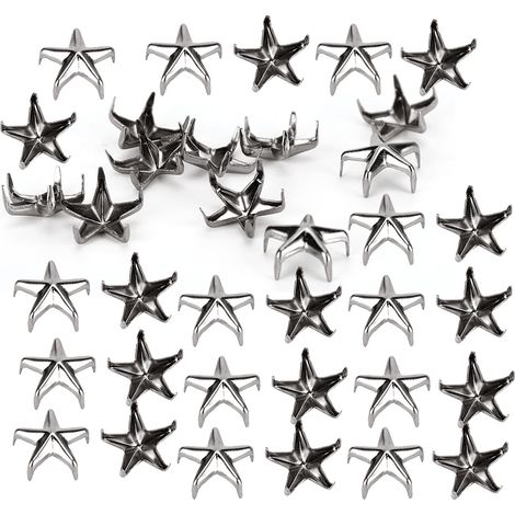 200 clous à griffes en forme d'étoile à cinq branches, 10 mm, couleur canon de fusil, pour la personnalisation de sacs, chaussures, chapeaux et accessoires.
