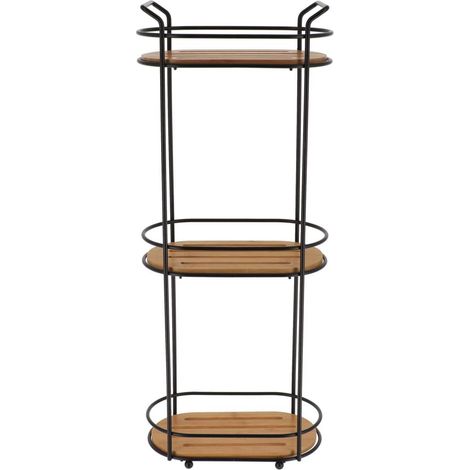 Scaffale ovale in filo metallico con 3 livelli in bambù - bambù nero - Tendance