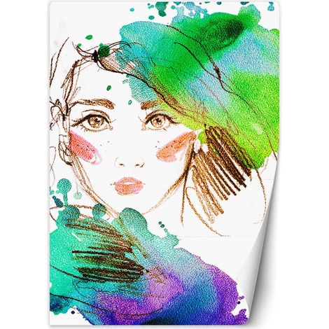 Fototapete Bunt Frau Porträt Aquarell 200x280 cm (1/5)