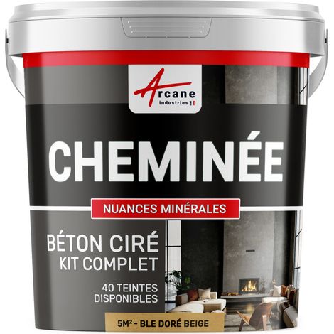 Béton ciré cheminée, kit avec primaire et vernis - 5 m² (en 2 couches) Blé Doré Beige - ARCANE INDUSTRIES