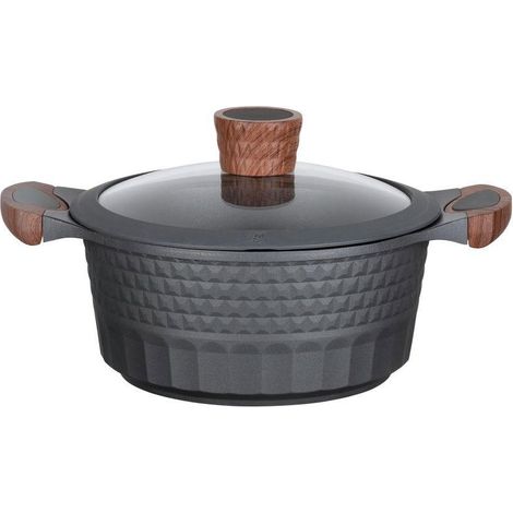Cazo Resto 20 cm Negro Antiadherente con Tapa de Vidrio