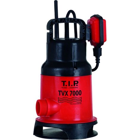 Pompe submersible pour eaux usées TIP - 7 000 l/h, hauteur de refoulement 5 m, 300 W, granulométrie 20 mm, boîtier PRV, roue VORTEX, TVX 7000 30268