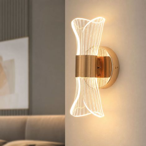 Applique murale LED design, acrylique et métal, 4W, variateur 3 couleurs blanc/neutre/chaud, H22cm D8cm pour chambre salon (1/5)