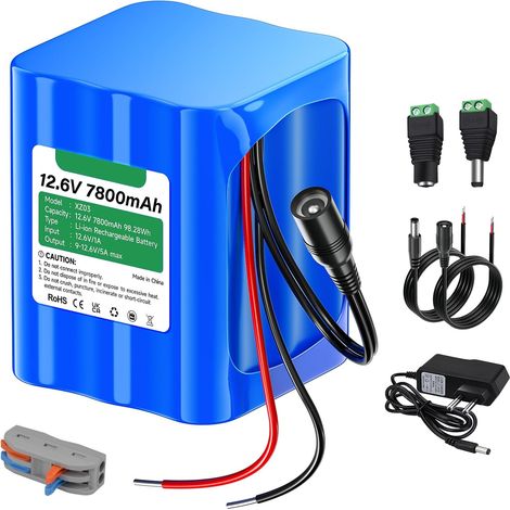 Batterie Lithium-ION Rechargeable 12,6 V 7800 mAh pour Lampes solaires de Rue, caméras de vidéosurveillance, caméscopes, lecteurs MP3, Bandes LED et Plus Encore (1/5)