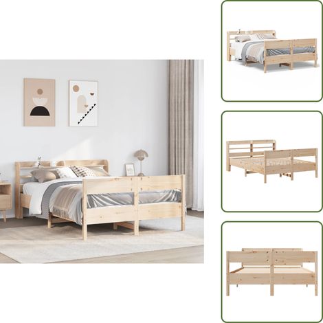 Testiera per letto - vidaXL Letto senza Materasso 150x200 cm in Legno Massello di Pino - Letto con ripiani
