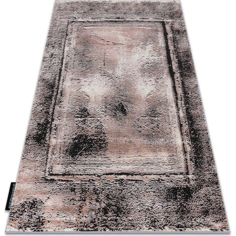 Modern DE LUXE Teppich 634 Rahmen vintage - Strukturell grau / rosa pink 240x340 cm