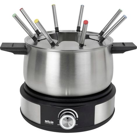 [NEUWERTIG] B-Ware Silva Fondue Topf Set Fonduegerät Schwarz Edelstahl Käse 1500 W Set 8 Personen
