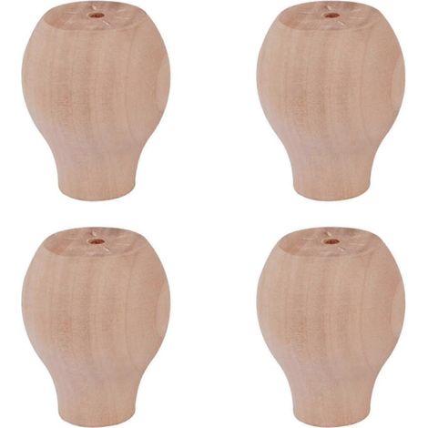 Massivholz-Möbelbeine, runde, kugelförmige Ersatzfüße für Sofa, Bett, Sessel, Schrank, Couchtisch, TV-Möbel – 6 cm (2,4 Zoll) – unlackiert