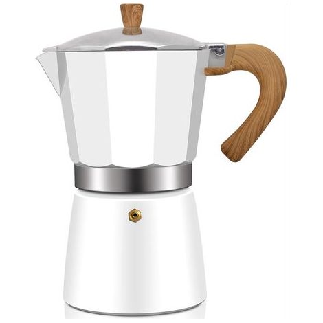Aluminum Espresso Stovetop Moka Pot Express Coffee Maker Percolator Italian Classic Mocha Coffee Machine for Italian and Cuban Cafe Brewing. 300ml 6 Cup blanc (1/5)