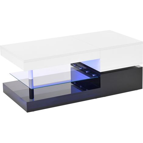 Tavolino da salotto moderno con LED, controllo APP e Bluetooth, 90 x 45 x 35,5 cm (1/5)