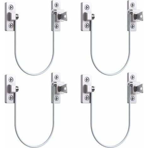4pcs Window Door Restrictor Window Lock UPVC Window Limit Lock Security Cable Limit Lock with Key and Screws-- (1/5)