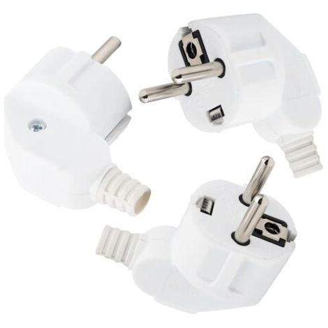 Paquet de 3 fiches, fiches de contact protégées en caoutchouc, fiches 250 V (16 A), fiches coudées, prises de courant extérieures étanches, idéales pour les chantiers de construction extérieurs, comme