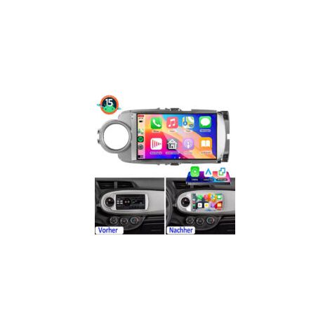Autoradio Android 15 pouces compatible CarPlay pour Toyota Yaris 2011-2018, 32/64 Go, RDS, GPS, navigation, Wi-Fi et commandes au volant. - 2+64G