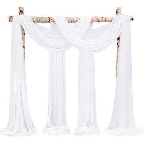 8 Panneaux Rideau Mousseline, 73cm x 6,1m, Blanc, Transparent, Décoration Arche Mariage (1/5)
