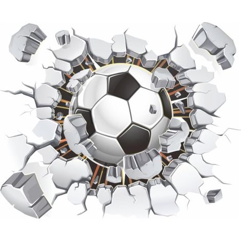 Autocollant Mural 3D Football Mur Brisé Décoration Chambre Garçon et Filles (1/5)