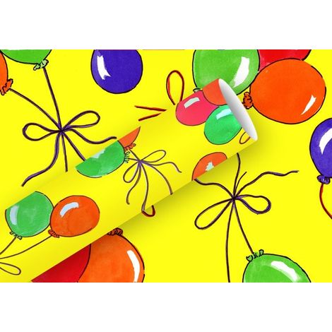 Braun & Company Geschenkpapier Kollektion Luftballons gelb 2 m x 70 cm Geschenkverpackungen
