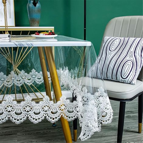 Nappe lavable avec dentelle 150x200 cm Rectangulaire Imperméable PVC
