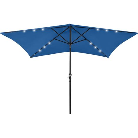 Parasol avec LED et mât en acier Bleu azuré 2x3 m (1/5)