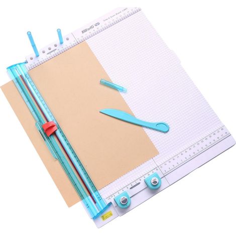 KW-trio 13095 Paper Trimmer Scoring Board 7 in 1 Craft Paper Cutter Blades Scoring Tool with Paper F
