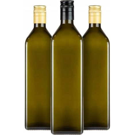 Bouteille Verre Olive 1 L - Forme Carrée - Pour Huile D'olive Et Teintures - Lot De 10 (1/5)