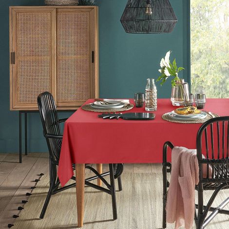 Nappe lavable rectangulaire 130x160 cm Rouge, imperméable, antitache