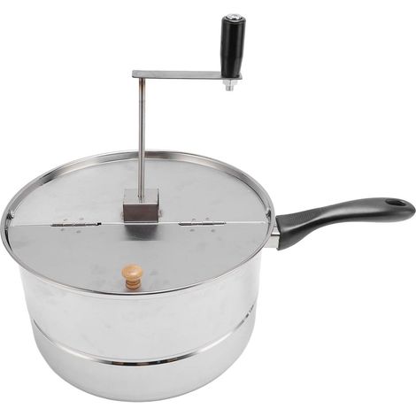 Cuisinière Popcorn Popper, en Acier Inoxydable Popcorn Maker avec Manivelle, Pot Popcorn pour Cuisinière à Gaz Cuisinière à Induction, Manuel à Main Popcorn Maker, 11x6.5 Pouces (1/5)