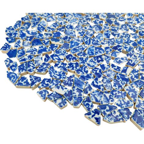 500 g de carreaux de mosaïque en porcelaine et en céramique blanche, carreaux de mosaïque irréguliers cassés de 1-2 cm pour l'artisanat DIY, sol, cuisine, piscine, pots de fleurs, décoration (1/5)
