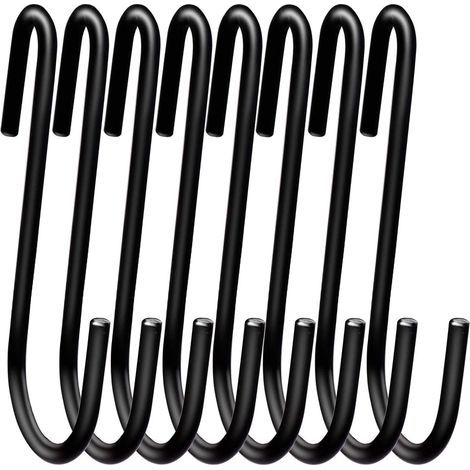 Lot de 12 grands crochets de suspension robustes en forme de S de 10 cm pour cuisine, salle de bain, chambre à coucher et bureau (lot de 12, XL, noir) (1/5)