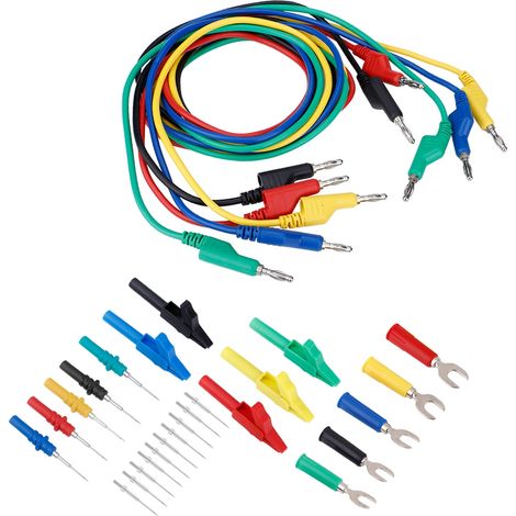 Kit de cordons de test à fiche banane 4 mm pour multimètre, pince crocodile et sonde en U (P1036B) (1/5)