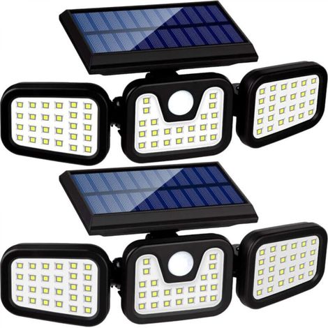 Ineasicer 2 Pcs Outdoor Solar Lights, 74 LED Motion Sensor Security Lights with 270° Wide Angle & IP65 Waterproof, Solar Wall Lights for Garden, Entrance, Parking (1/5)