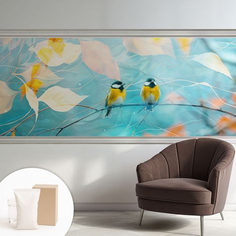 Tapete Vliestapete mit Kleber - Wanddekoration Wohnzimmer - Tapete Schlafzimmer Frühlingsvögel 250x104 cm (1/5)
