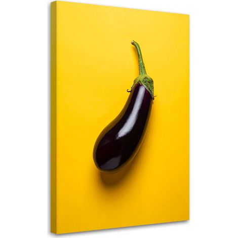 Stampe su Tela, Melanzane su sfondo giallo - 60x90 (1/2)