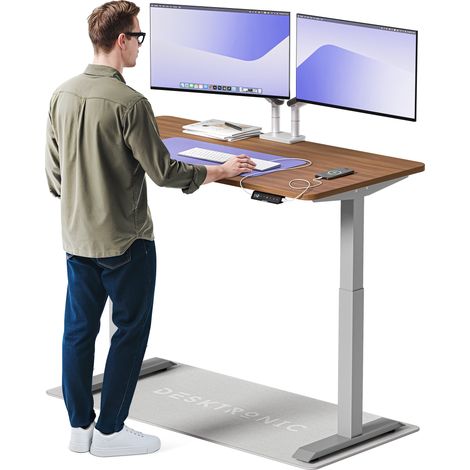 Desktronic Bureau assis debout HomeOne - 140x70cm - Gris/Noyer