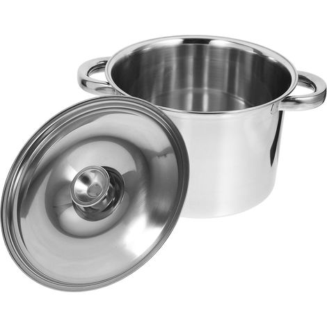 Marmite en inox avec couvercle, diamètre 20 cm, hauteur 12 cm, fond épais de 3 mm, casserole multifonction pour la cuisine à la maison