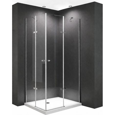 BuyLando 80x80x195 cm Eck Duschkabine Klarglas Eckeinstieg