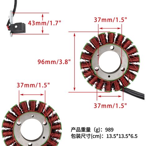 Teile für die elektromagnetische Statorspule von Piaggio 400-500 Elektrofahrzeugen (2006-2015). (1/4)