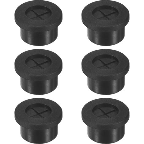 6-Pack Passe-câbles en Caoutchouc pour Câblage 16mm Passe-câble de Bureau Câbles/Fils Protection de Passe-câble Couverture de Trou de Bureau pour Câbles [Noir] (1/5)