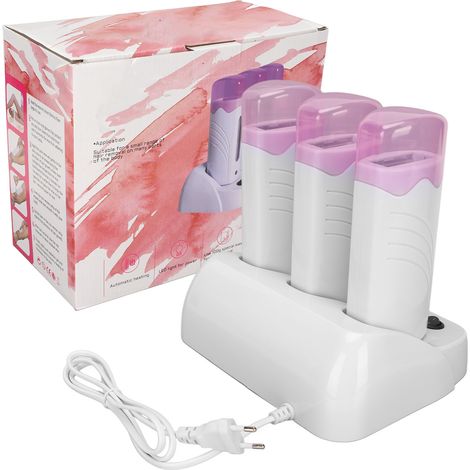 Kit de 3 épilateurs électriques portables pour l'épilation à la cire, avec prise UE 220V, idéal pour les voyages. (1/5)