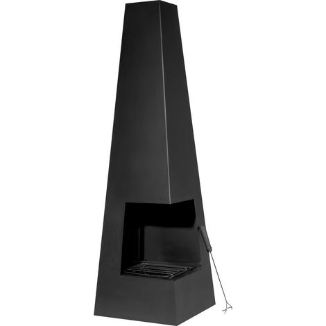 Dellonda DG105 Chiminea, Wood Burner, Heater for Outdoors W45cm x H150cm - Black Steel