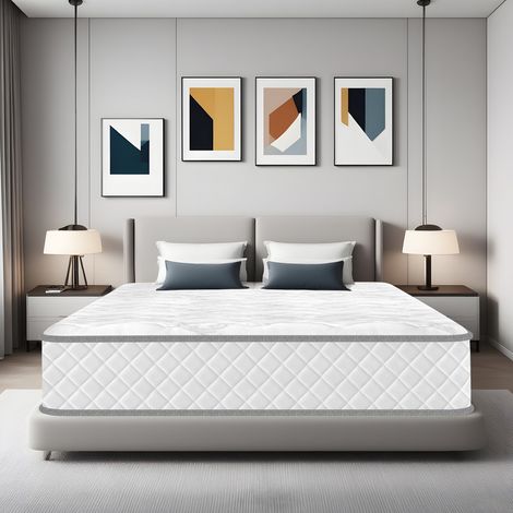 Matelas 140x190 cm, Très Épais 24 cm, Matelas à Ressorts Ensachés Indépendant + Mousse Multicouche, Matelas de Lit d'Adulte, Confort 7 Zone, Isolation du Mouvement, Mi-Ferme, Soutien Parfait