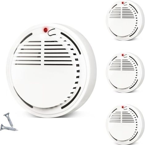 Lot de 4 détects de fumée, détect de fumée à piles 9 V avec technologie photoélectrique, alarmes incendie répertoriées UL, détects de fumée avec indicat LED et bouton de test pour maison h
