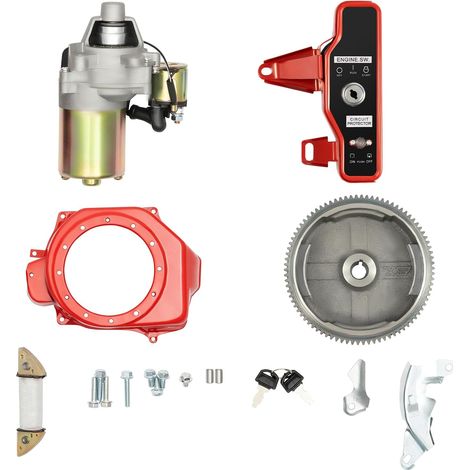 Anlasser Elektrostart-starter-kit, Elektrostart Kit Für Honda GX160 5,5PS GX200 6,5 PS, Schwungrad Starter Motor Schlüsselschalter Motoren und Generatoren mit Anlasser Magnet (1/5)