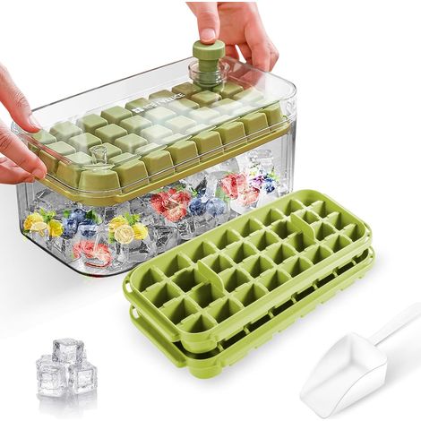 Bac à glaçons 64 pièces avec couvercle – silicone, sans BPA, facile à utiliser (1/5)