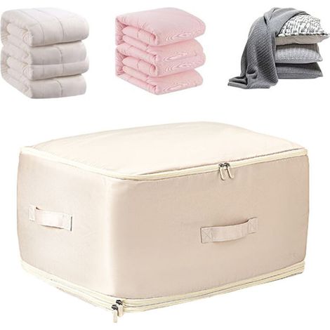 Sacs de Compression, Grand Sac de Rangement, Rangement Couette, Sac Compression Voyage, Housse Rangement Voyage, Adapté Aux Couettes de Vêtements - Avoine L (1/5)