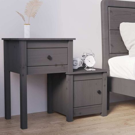 Table de chevet flottante-Table de nuit Gris 79,5x38x65,5 cm Bois de pin massif 843062 (1/5)